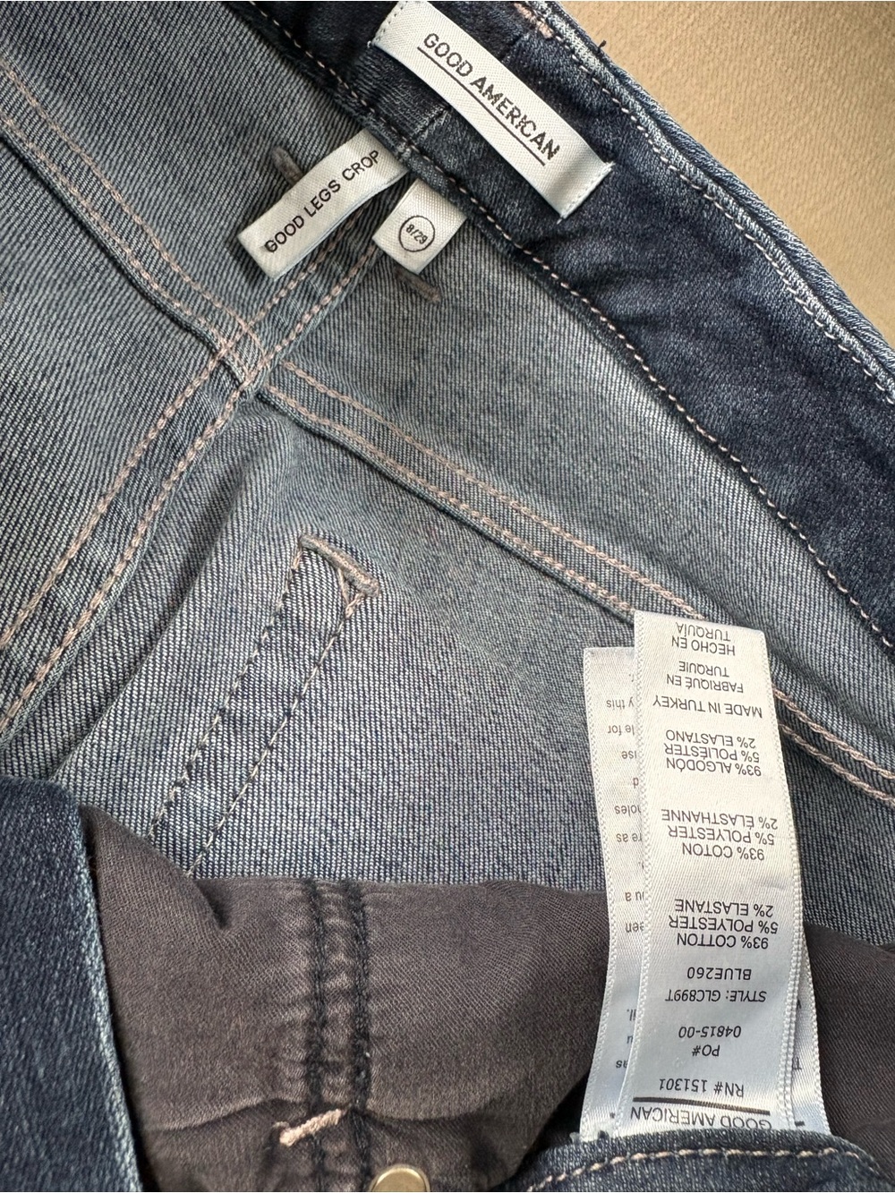 Good American Soft Tech Good Legs Crop High-Rise Slim Jeans - Dark Blue Size 8 - Picture 6 of 6